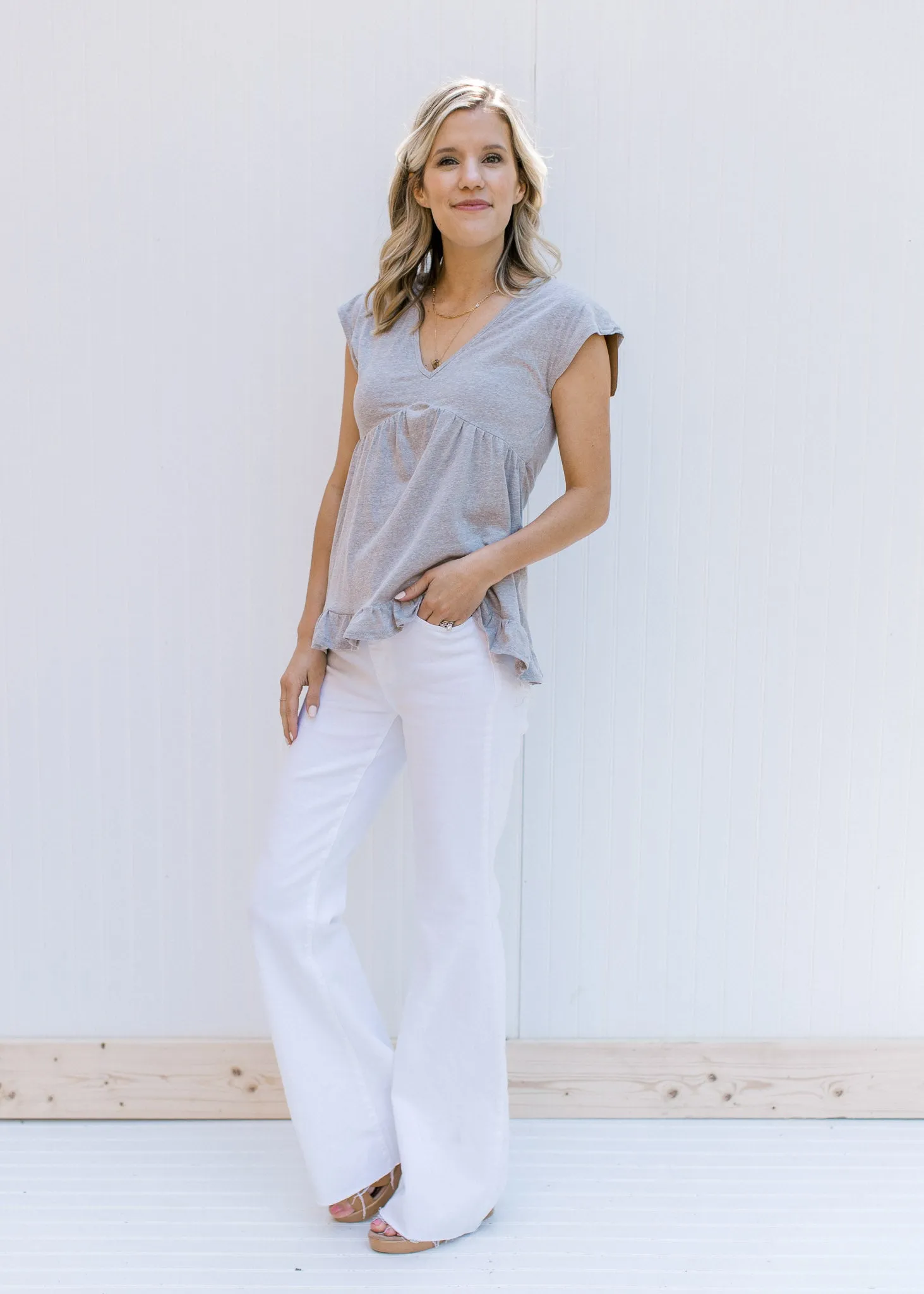 X Grey V-Neck Top