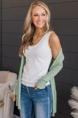 You Belong With Me V-Neck Tank Top- Off-White