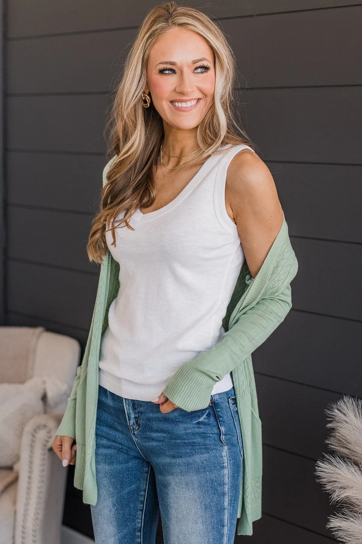 You Belong With Me V-Neck Tank Top- Off-White